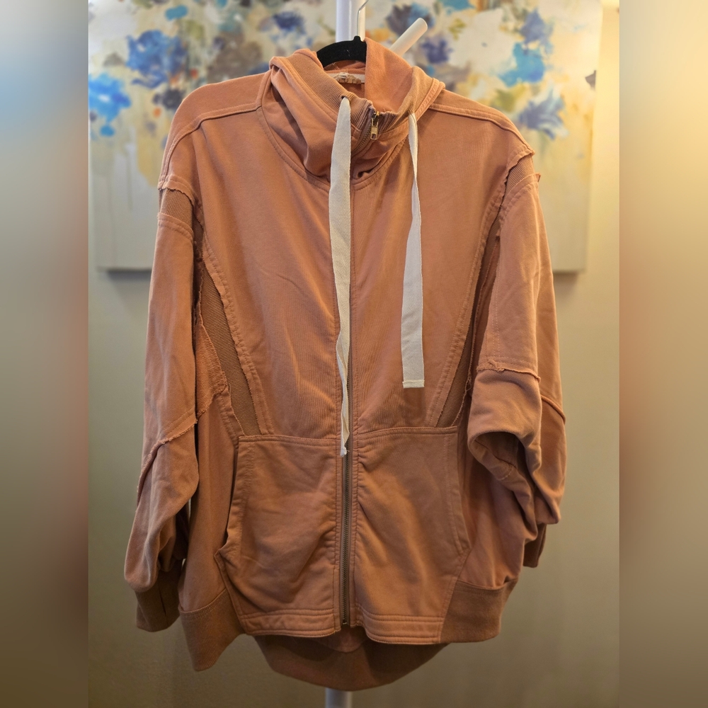 🧡 POL Orange Zip-Up Hoodie Oversized Dolman Batwing Sleeve NWOT